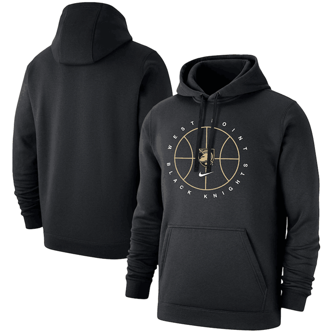 Men's Black Army Black Knights Basketball Icon Club Fleece Pullover Hoodie